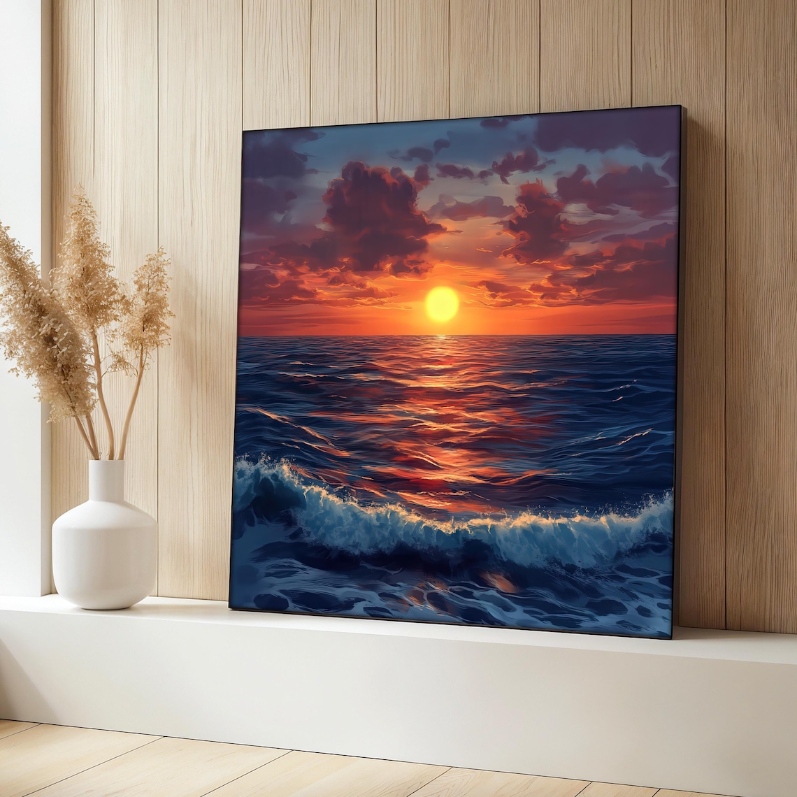 Ocean Sunset, Coastal Landscape Art Print