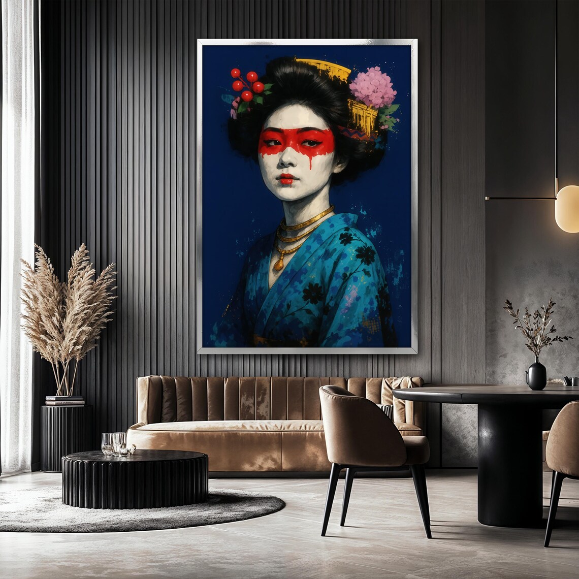 Geisha Painting, Japanese Woman Oriental Culture Decor - Image 2