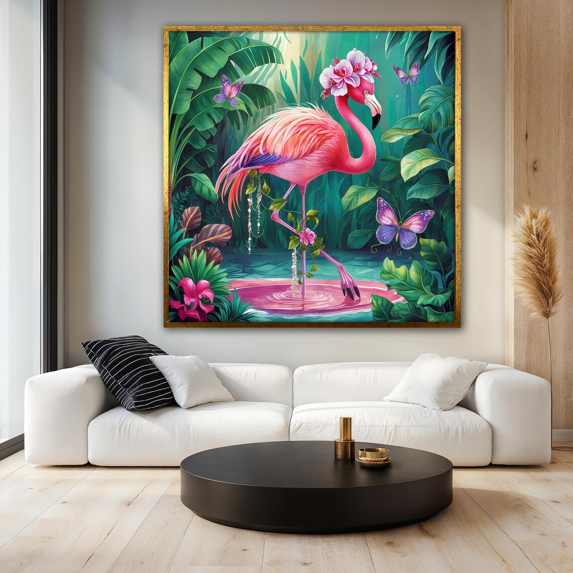 Pink Flamingo Painting, Tropical Bird Decor - Image 3