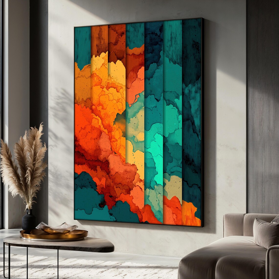 Striped Abstract Painting, Modern Geometric Decor