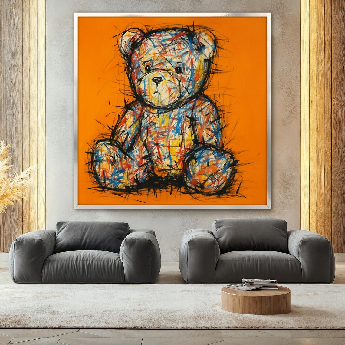 Colorful Teddy Bear Painting, Bold Pop Art Bear - Image 2