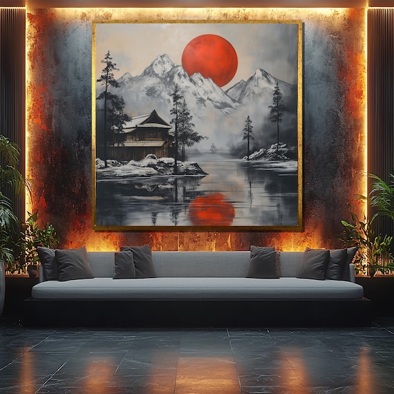 Japanese Landscape Painting, Traditional Japan Art Print