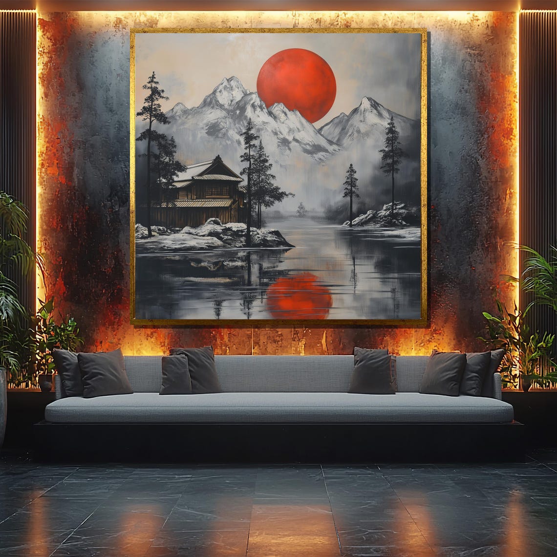 Japanese Landscape Painting, Traditional Japan Art Print