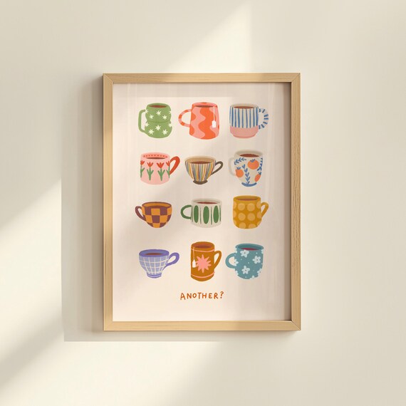 Tea Cup Kitchen Wall Art, Coffee and Tea Poster