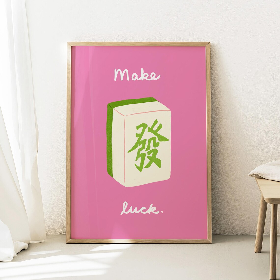 Mahjong Good Luck Fa Cai Illustration, Lunar New Year Poster