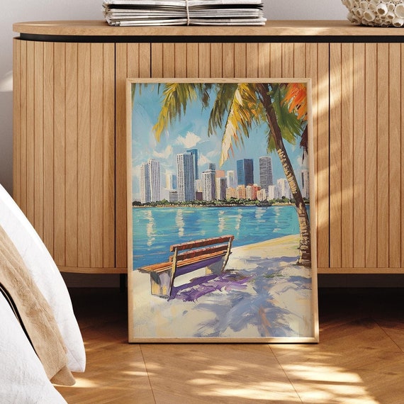Miami Skyline Art Print Tropical Cityscape Poster