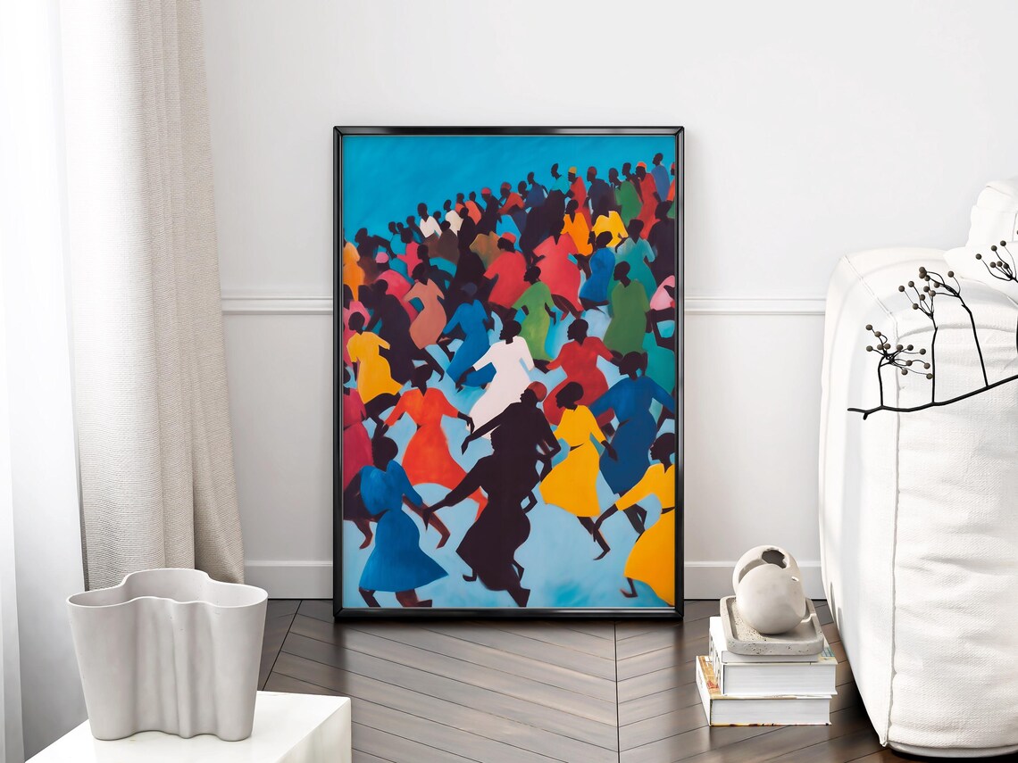 Dancing Crowd Maximalist Contemporary Afro Art Print