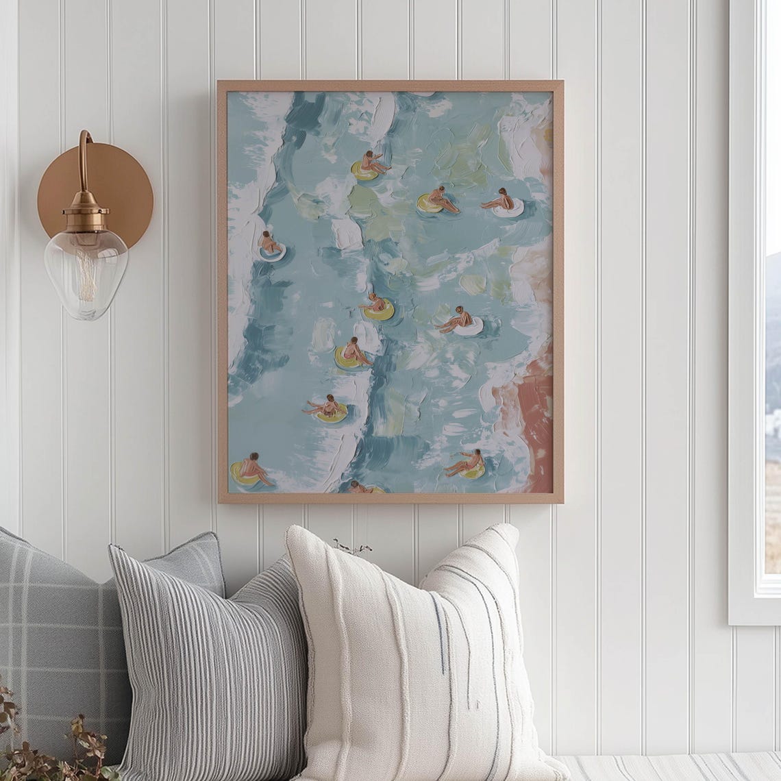 Ocean Floats Aerial Summer Painting Pool Float Beach Day Art Poster