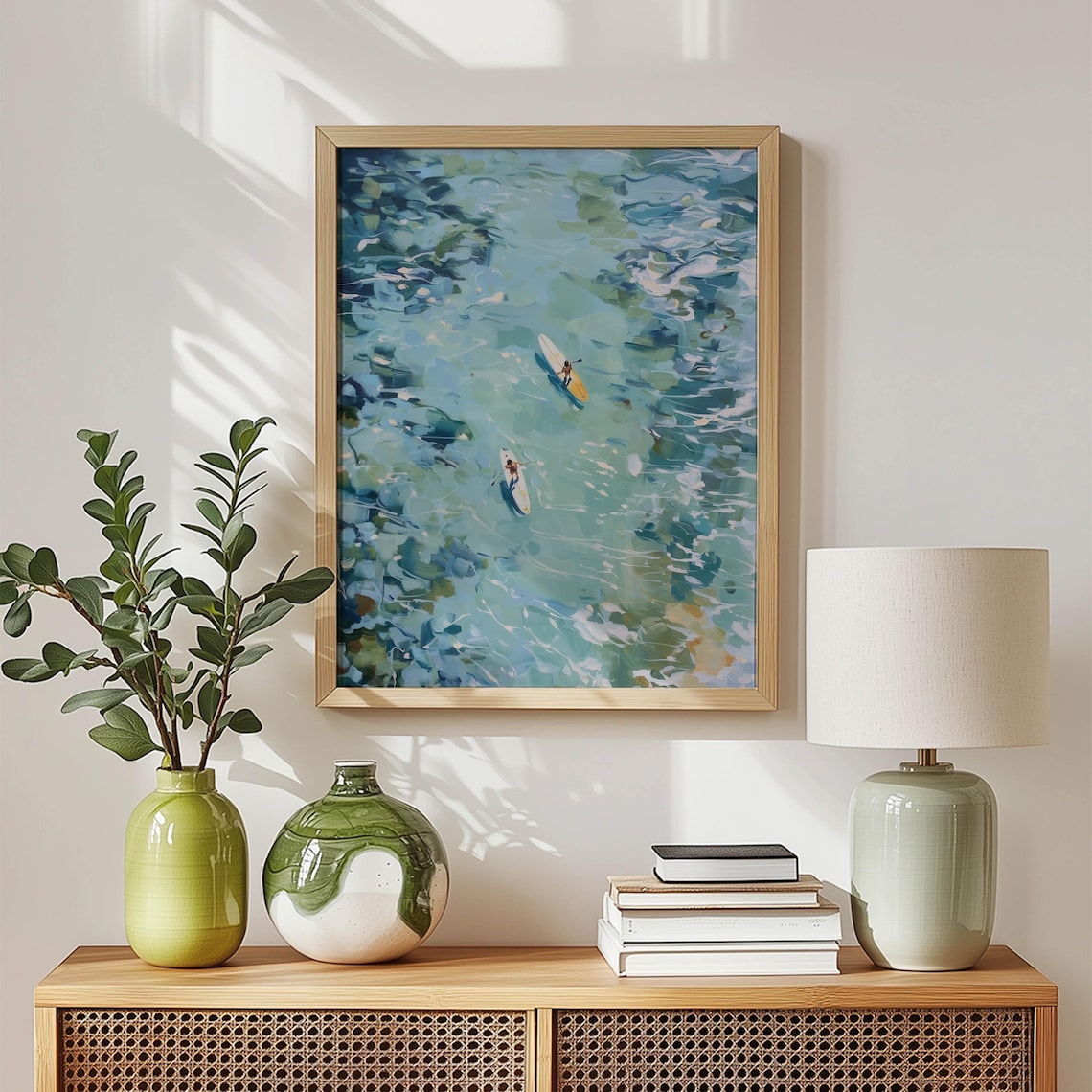 Paddle Board Painting Print, Abstract Coastal Seascape