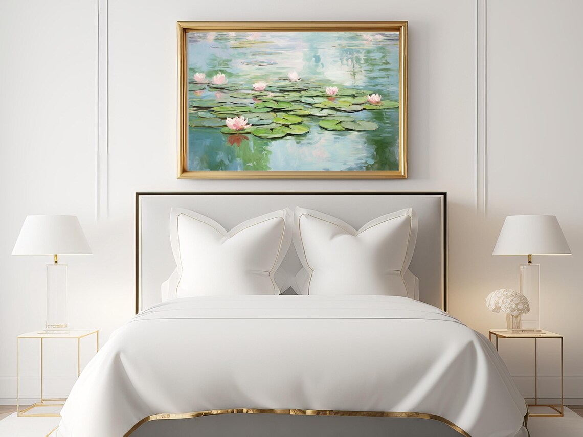 Vintage Water Lilies, Impressionist Botanical Artwork - Image 2