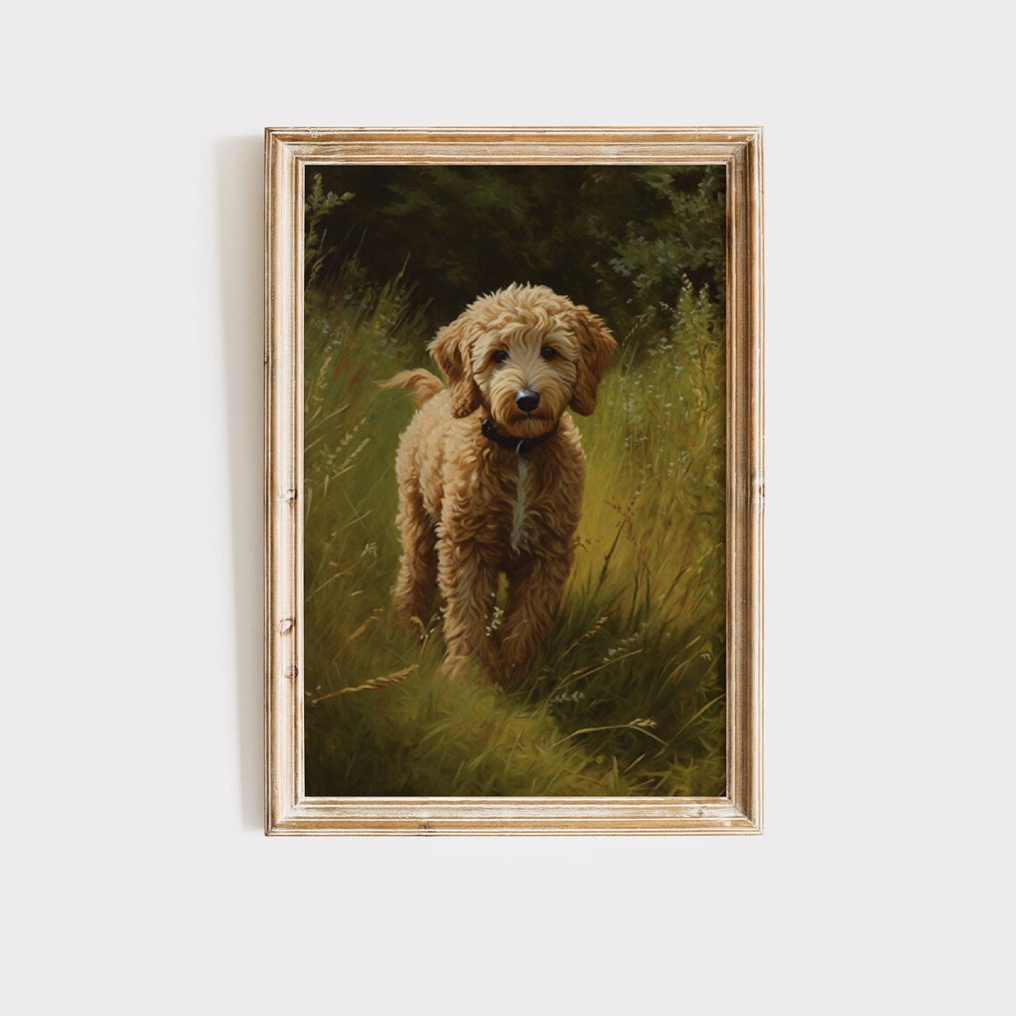 Golden Doodle Puppy Vintage Dog Wall Art Print