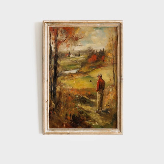 Vintage Golf Course Art Print for Man Cave Decor