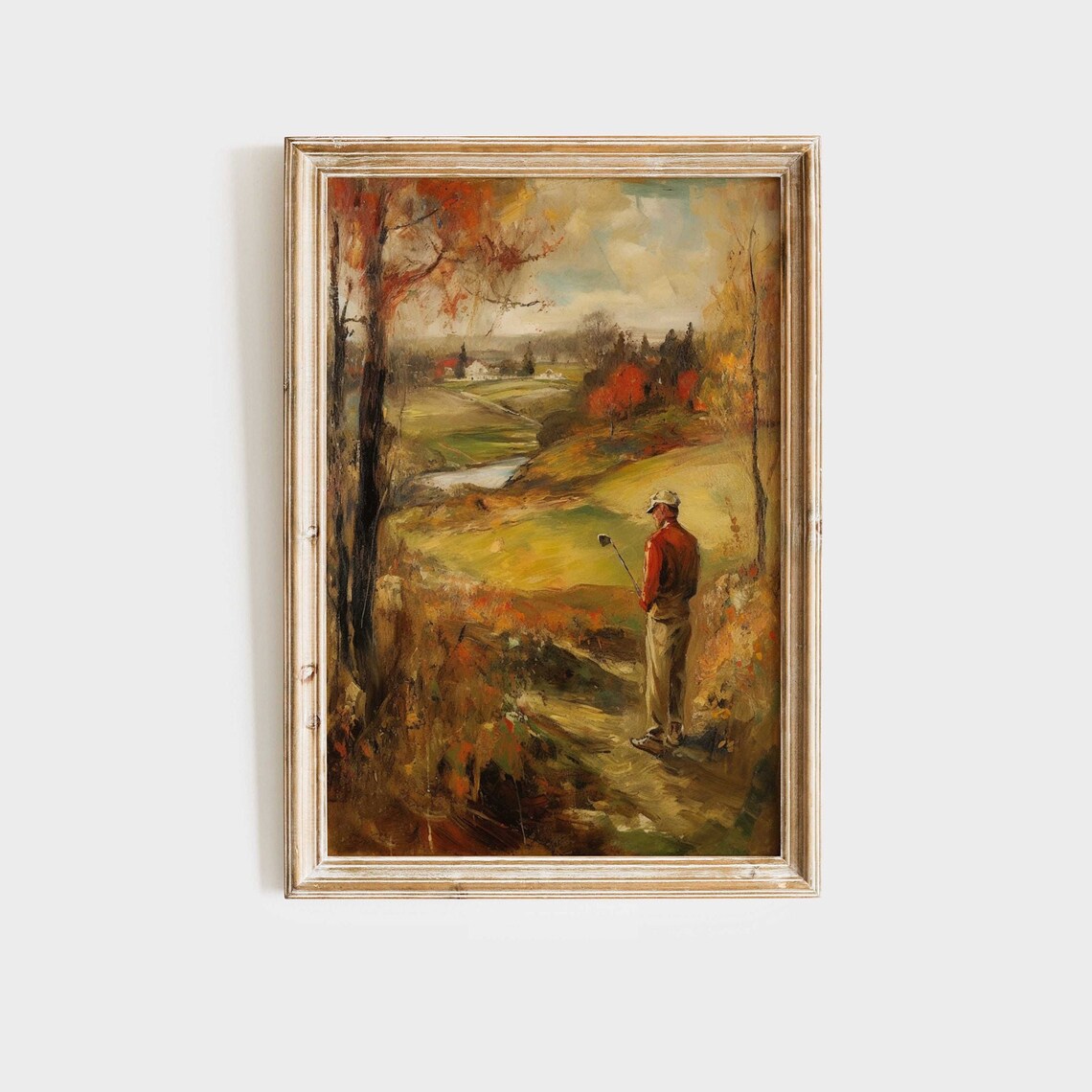 Vintage Golf Course Art Print for Man Cave Decor