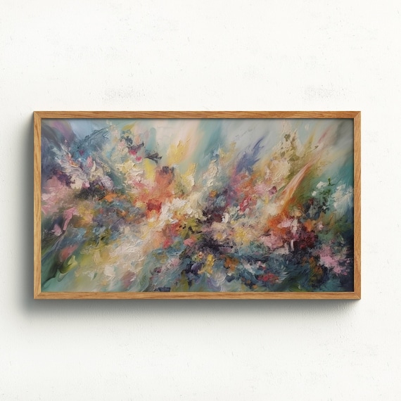Frame Tv Art Abstract Light Pastel Colors Textured Oil Painting Airy Decor Texture Soft