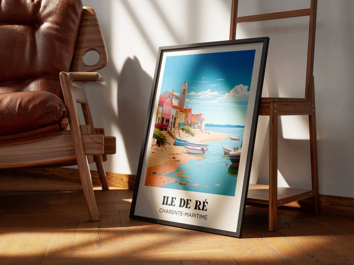 Ile de Re Charente Maritime Colorful Harbor Boats Travel Poster - Image 4