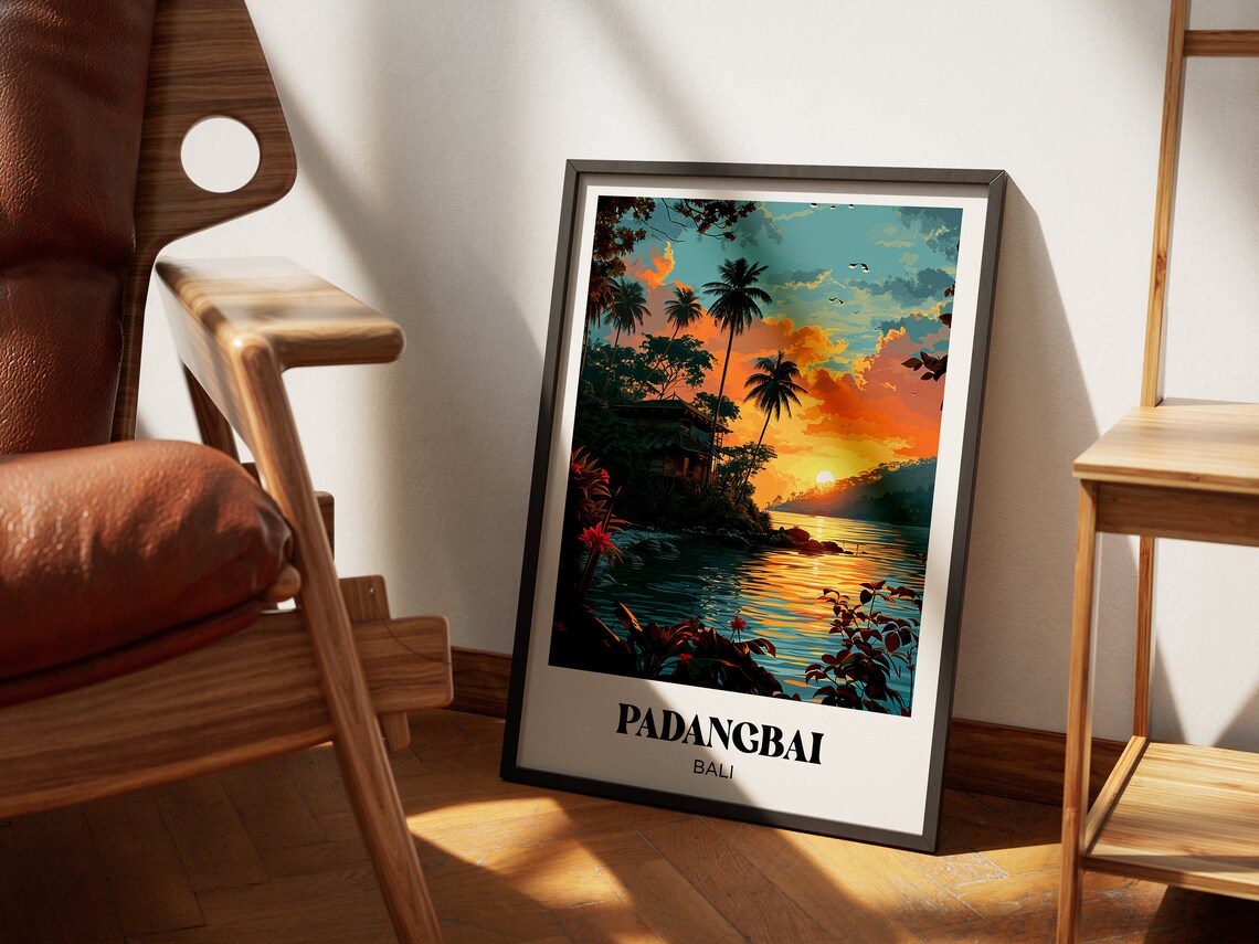 Bali Travel Poster, Padangbai Watercolor Wall Art - Image 3