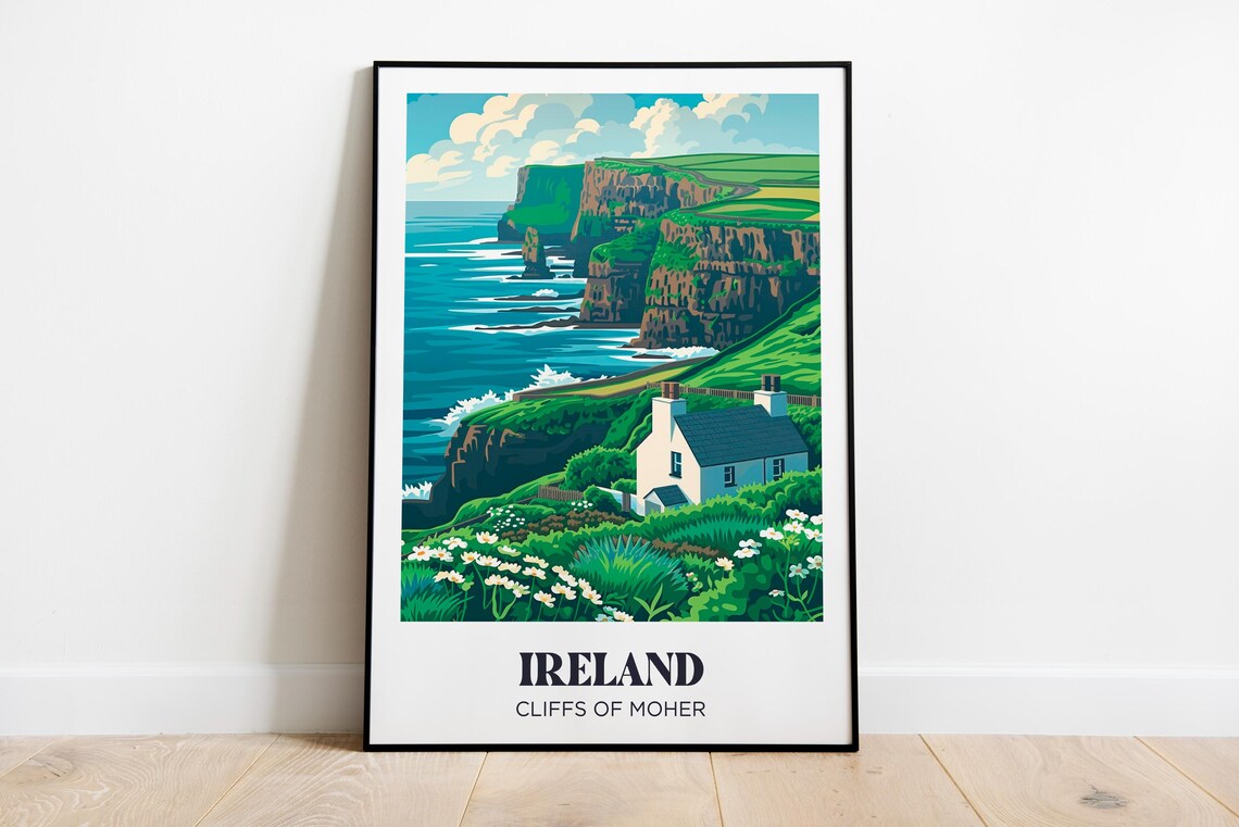 Ireland Watercolor Travel Poster, Art Print