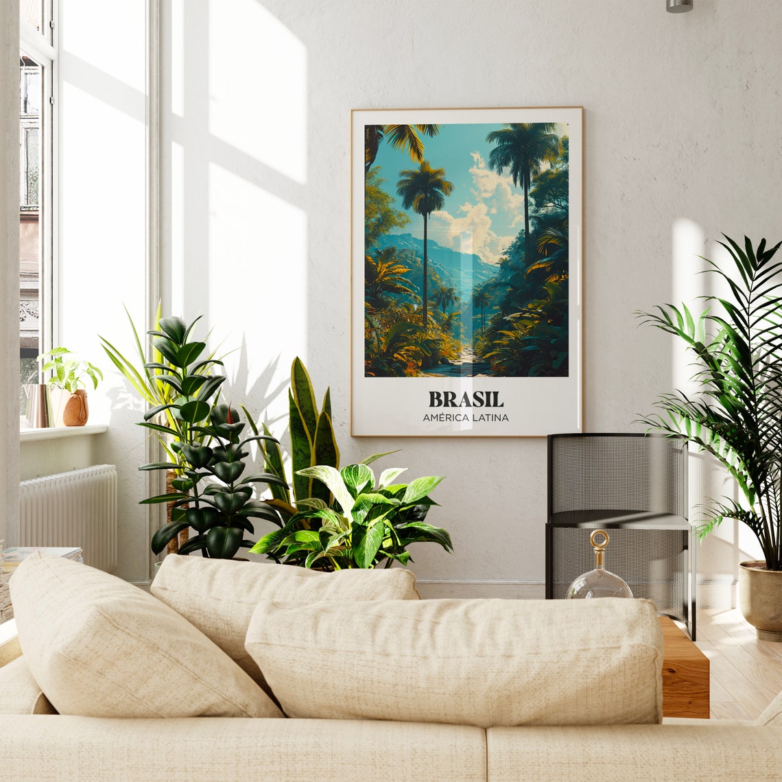 Brasil Tropical Palm Jungle Mountains Lush Illustration Travel Poster - Image 3