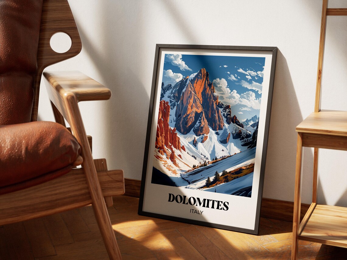 Dolomites Travel Poster, Italy Mountain Landscape - Image 2