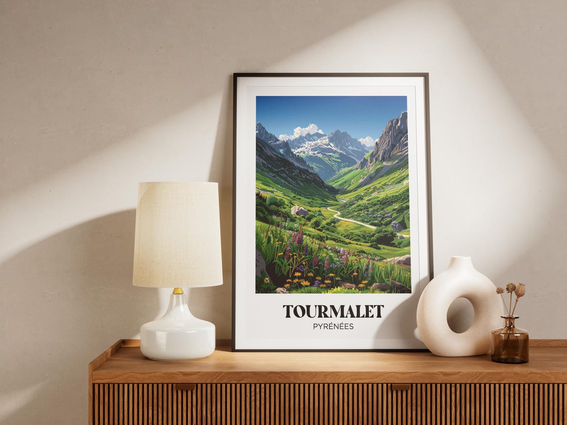 Tourmalet Pyrenees Mountain Valley Wildflowers Retro Travel Poster - Image 4