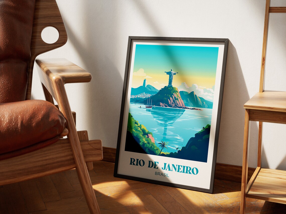 Rio de Janeiro Brasil Christ the Redeemer Bay View Travel Poster - Image 4