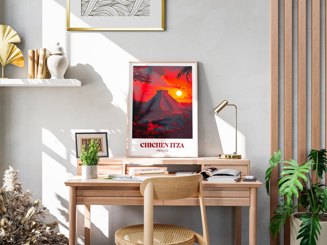 Chichen Itza Travel Poster, Mexico Watercolor Art Print - Image 3