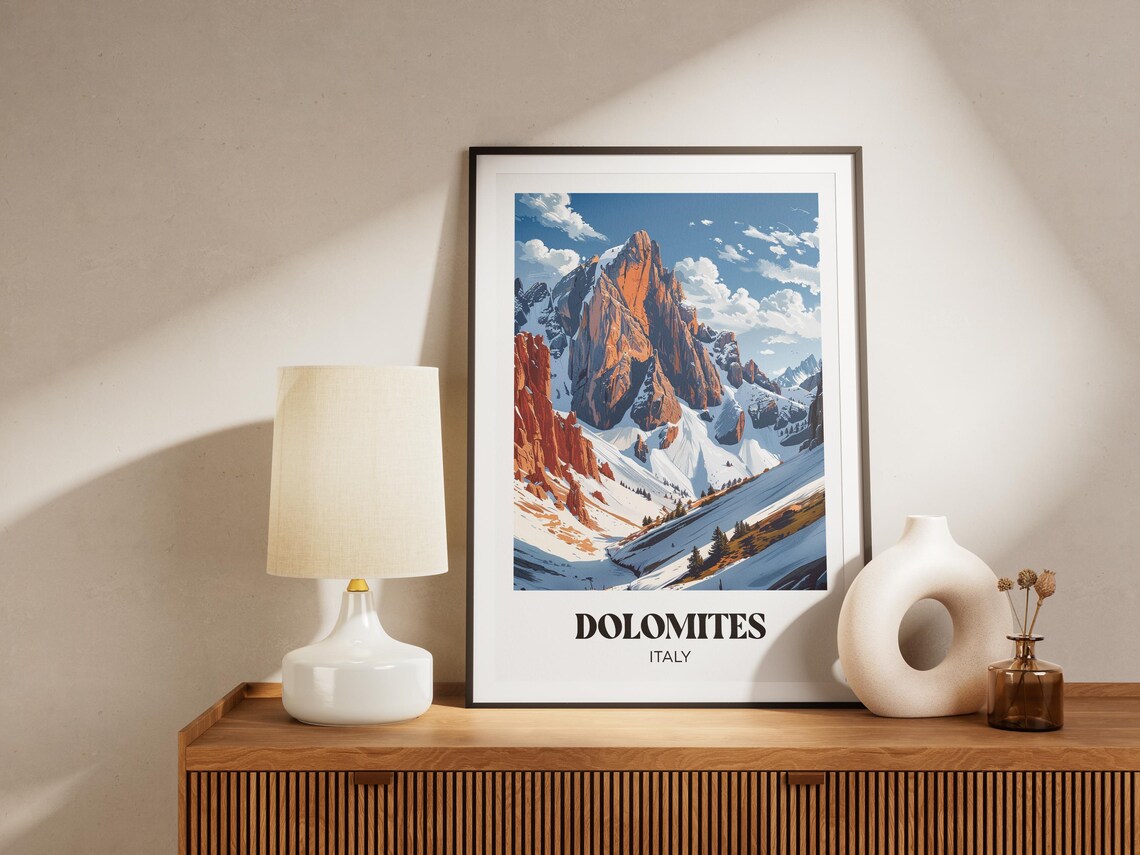 Dolomites Travel Poster, Italy Mountain Landscape - Image 4