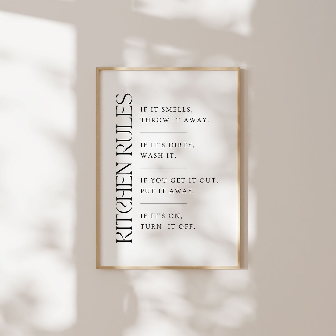 Kitchen Rules Kitchen Wall Decor, Wall Art Print