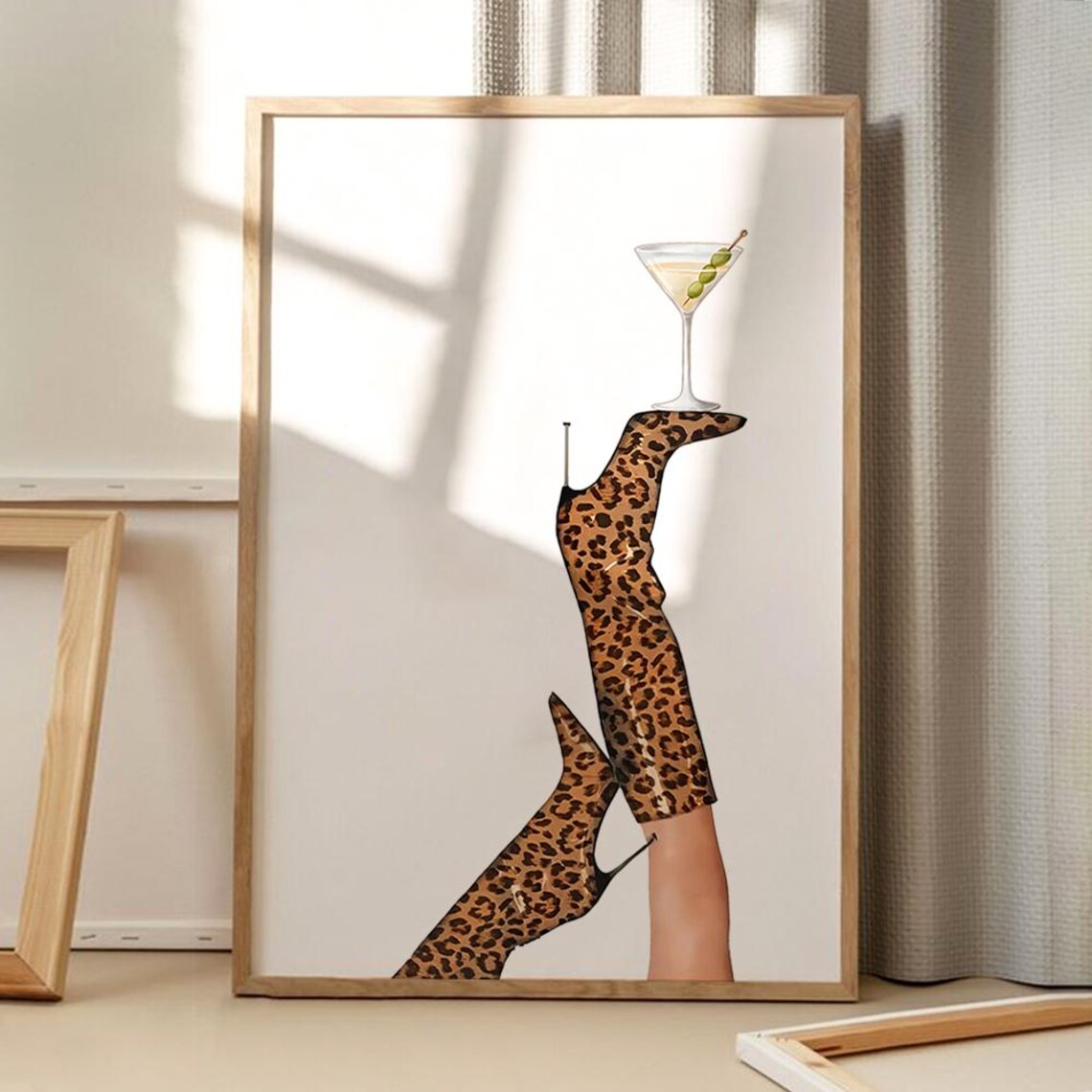 Leopard Boots Retro Art Print, Apartment Decor
