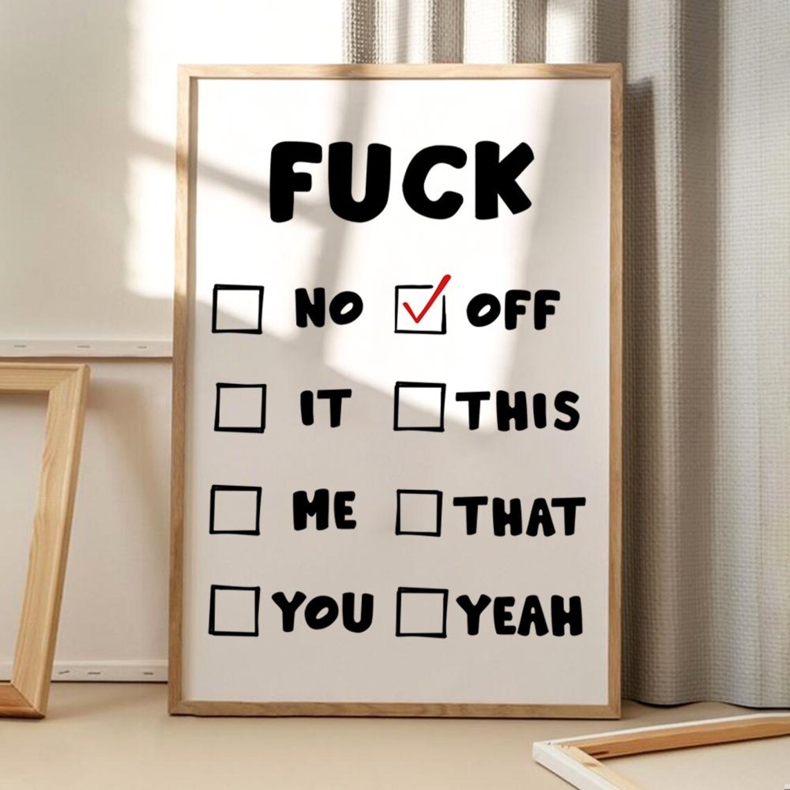 Funny Fuck Off Checklist Typography Quote Retro Decor Poster