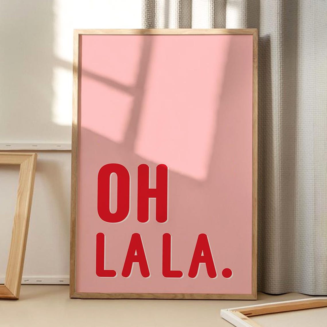 Pink Oh La La Retro Typography Quote Fun Bold Chic Art Poster