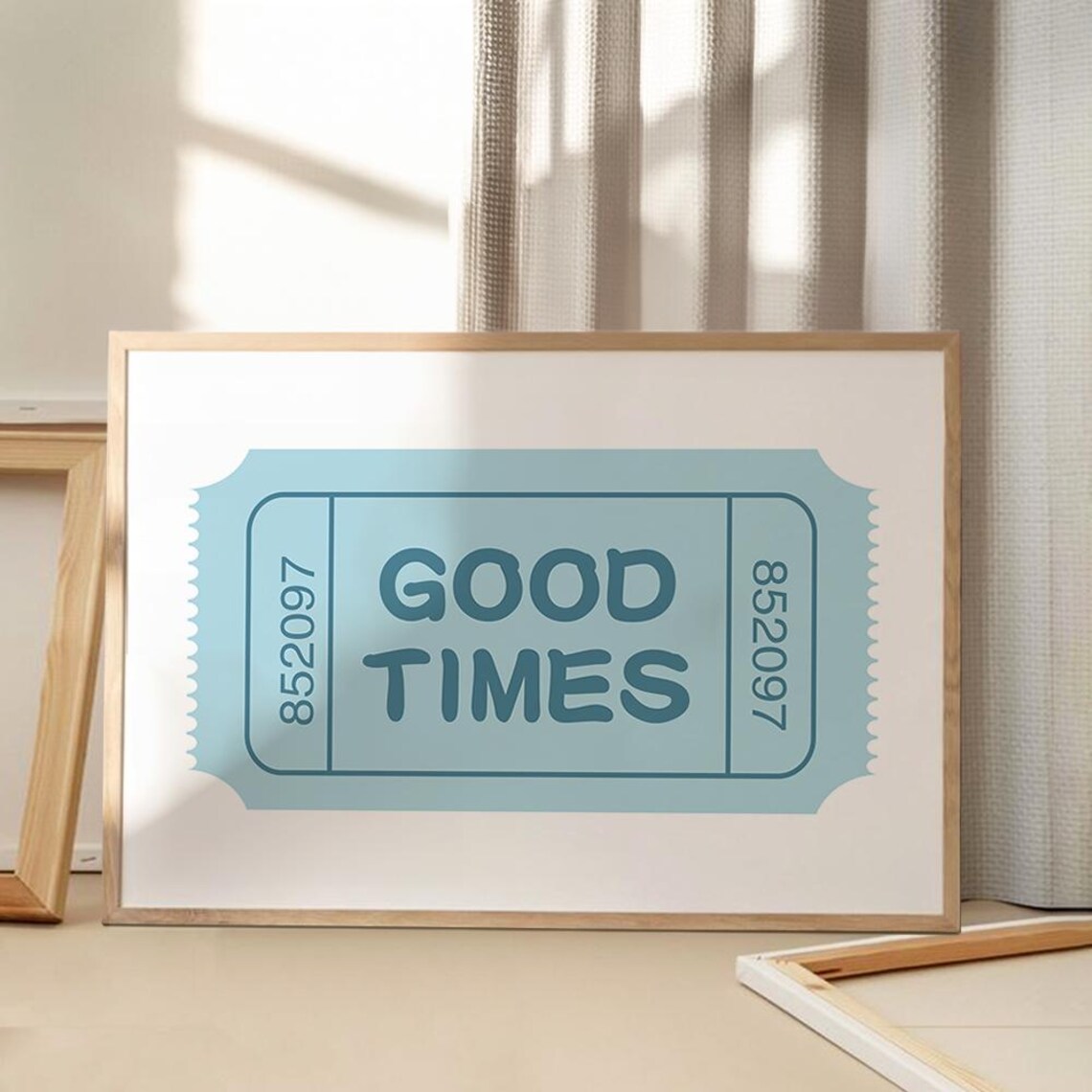 Good Times Blue Ticket Stub Retro Typography Fun Party Poster