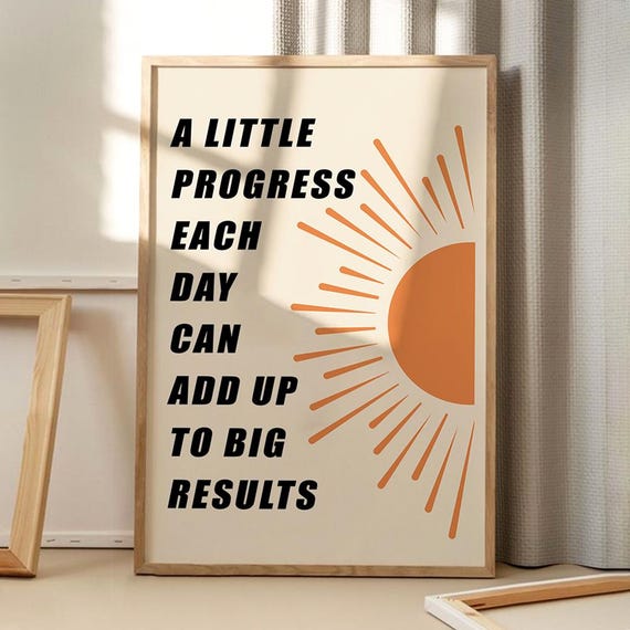 Progress Inspirational Quote Art Poster Trendy Wall Typography Decor Retro Home Print Printed Gift