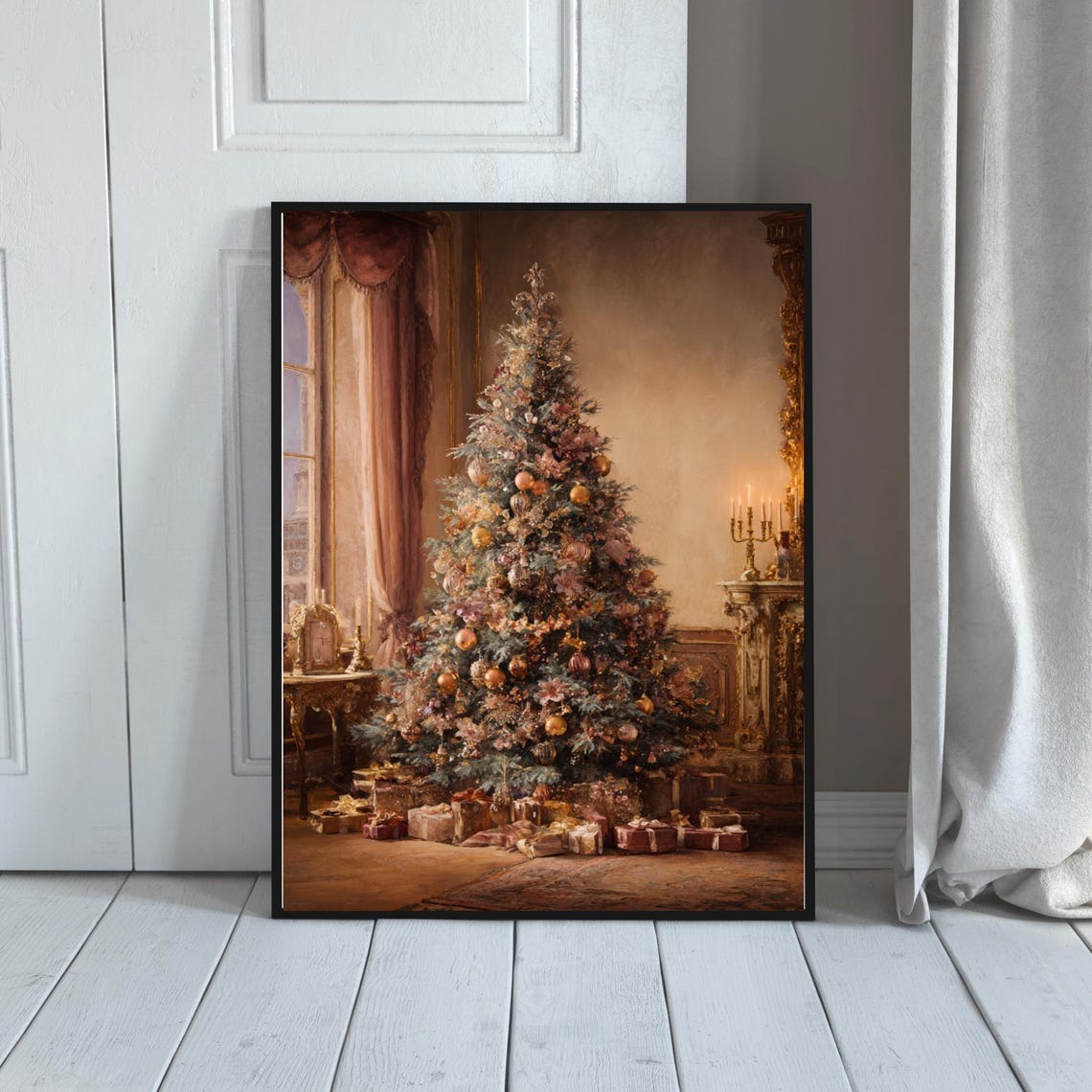 Gothic Christmas Tree Art Print, Holiday Cathedral Decor