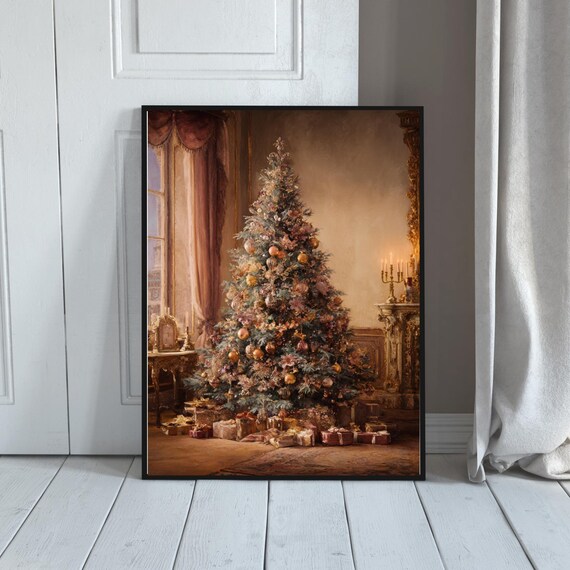 Gothic Christmas Tree Art Print, Holiday Cathedral Decor