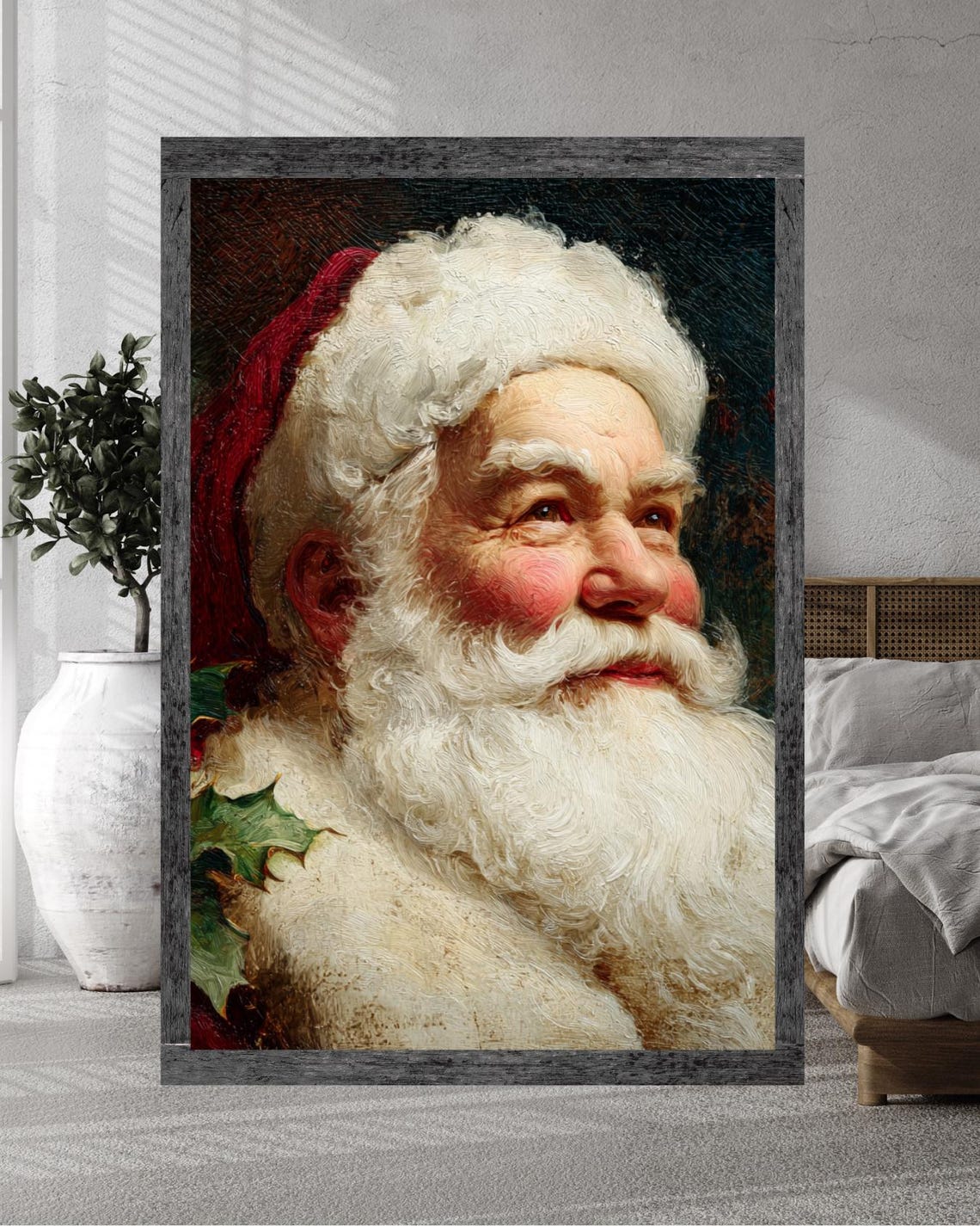 Vintage Santa Claus Rosy Cheeks Classic Oil Portrait Art Poster