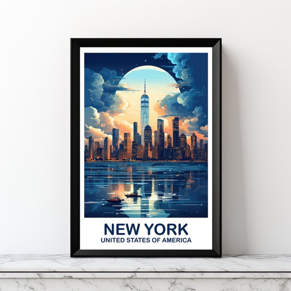 New York Travel Wall Art Manhattan Skyline New York Print Big Apple Poster Bright And Vibrant Wall Art Dt2nanyny2