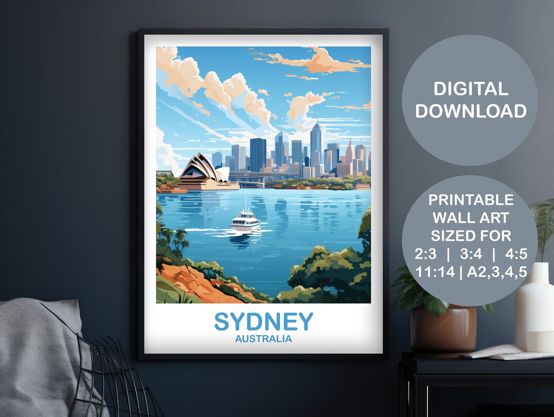 Sydney Australia Harbour Ferry Skyline Coastal View Travel Poster - Image 2