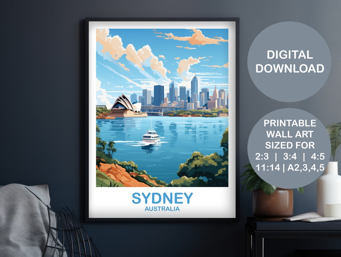 Sydney Travel Wall Art Australia Travel Wall Art Sydney Wall Art City Skyline Wall Art New South Wales Dt2aunswsy1 - Image 2