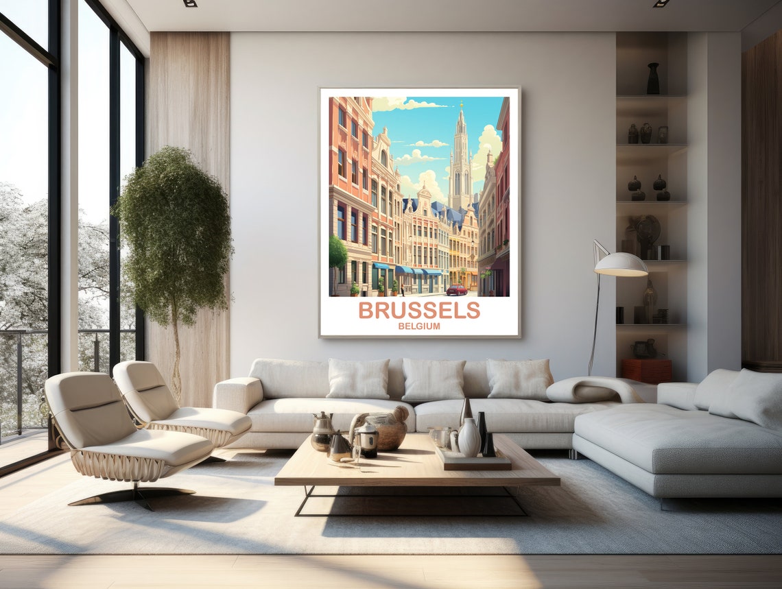Brussels Travel Art Poster Belgium Travel Art Brussels Wall Art Poster Belgium Travel Art Poster Europe Travel Art Poster T2eubebr2 - Image 2