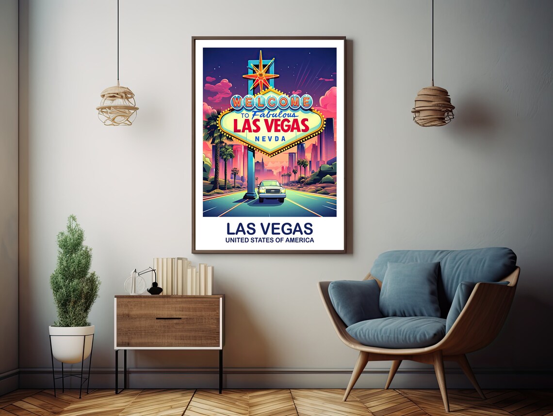 Las Vegas Nevada Welcome Sign Fabulous Vintage Travel Poster - Image 3