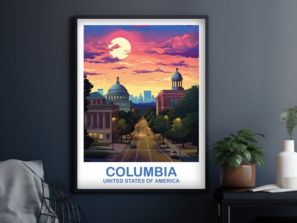 Columbia Travel Art Poster Columbia Wall Art South Carolina Wall Art Columbia South Carolina Poster Travel Wall Art T2nasac01 - Image 2