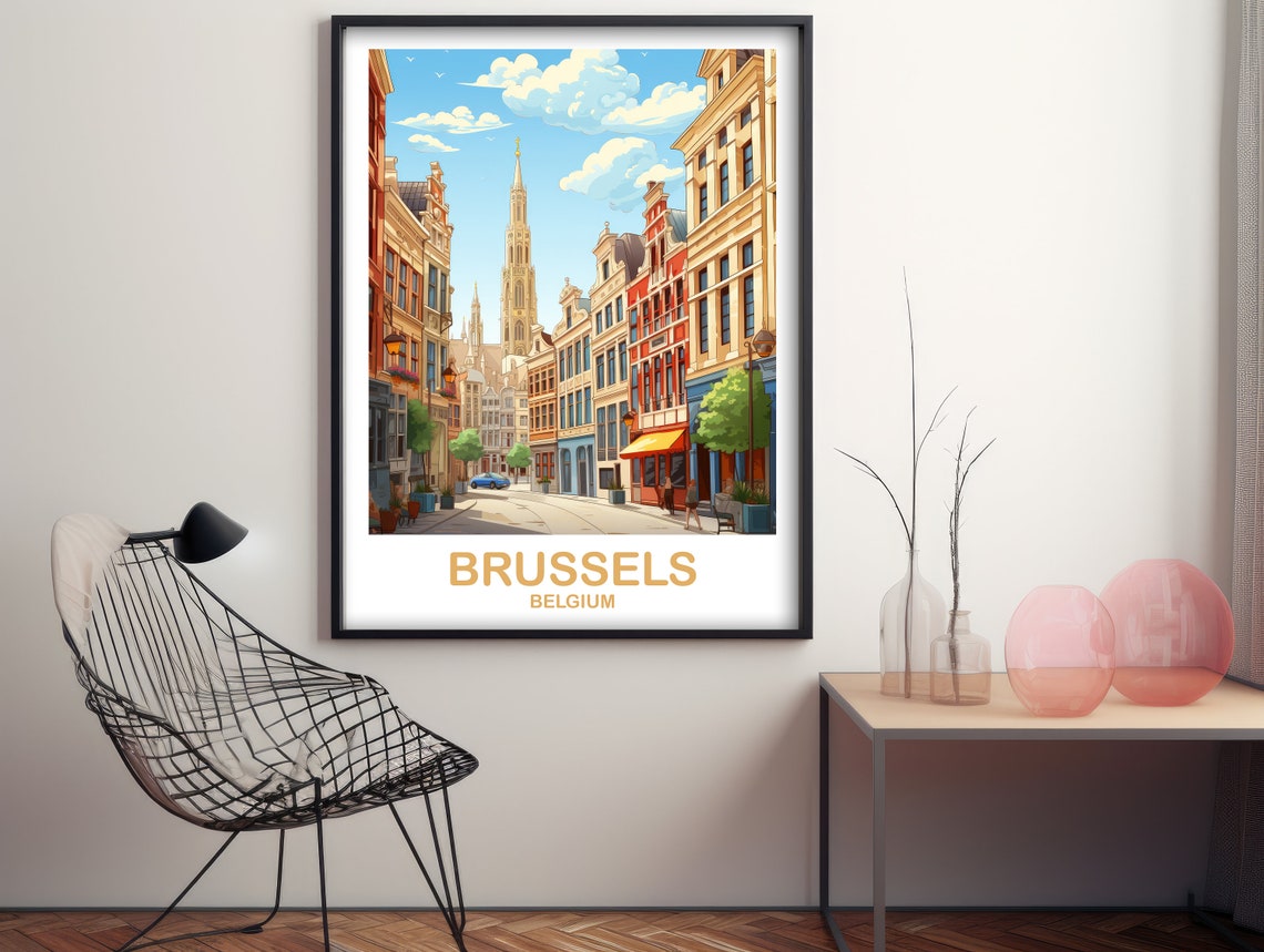 Brussels Travel Art Poster Belgium Travel Art Brussels Wall Art Belgium Travel Art Europe Travel Art Dt2eubebr1 - Image 2