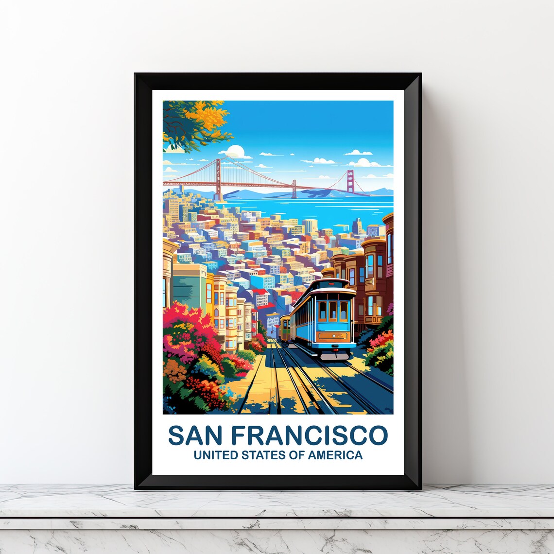 San Francisco Travel Poster, California City Skyline