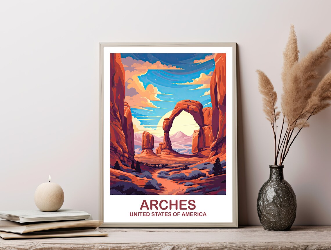 Arches National Park Red Rock Desert Arch Sunset Travel Poster - Image 2