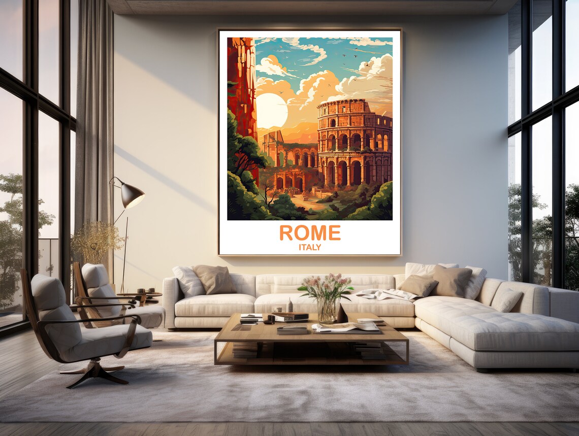 Rome Italy Colosseum Roman Forum Ruins Golden Sunset Travel Poster - Image 2