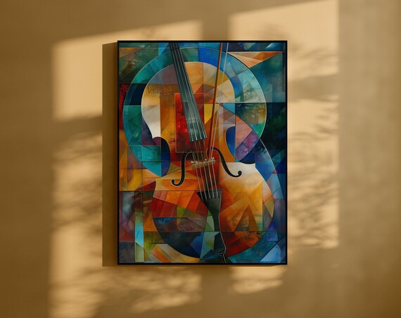 Cubist Cello in Bold Geometric Colors for Music Lovers Poster