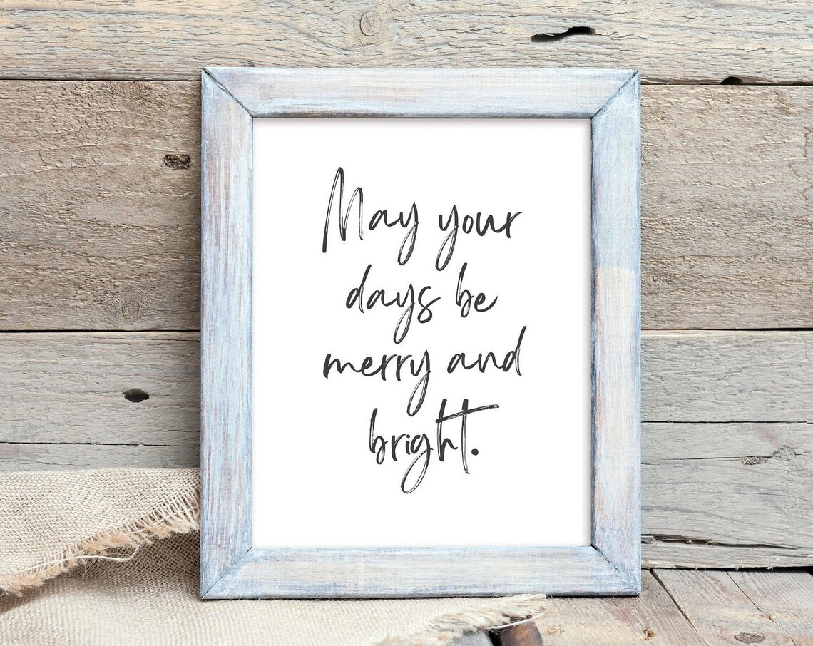 May Your Days Be Merry and Bright Script Quote Wall Decor Poster - Image 2