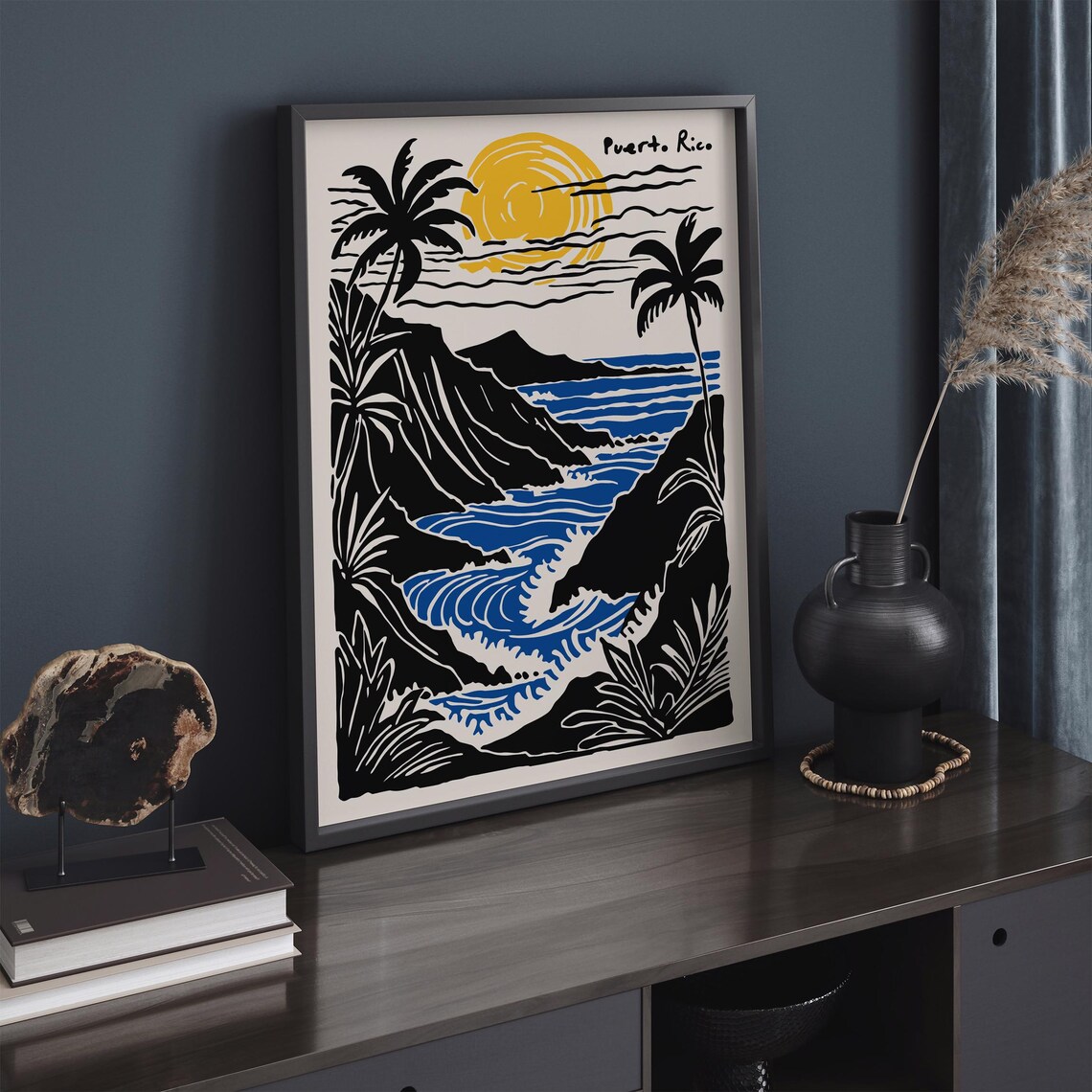 Puerto Rico Tropical Sunset Blue Waves And Cliffs Travel Poster - Image 2