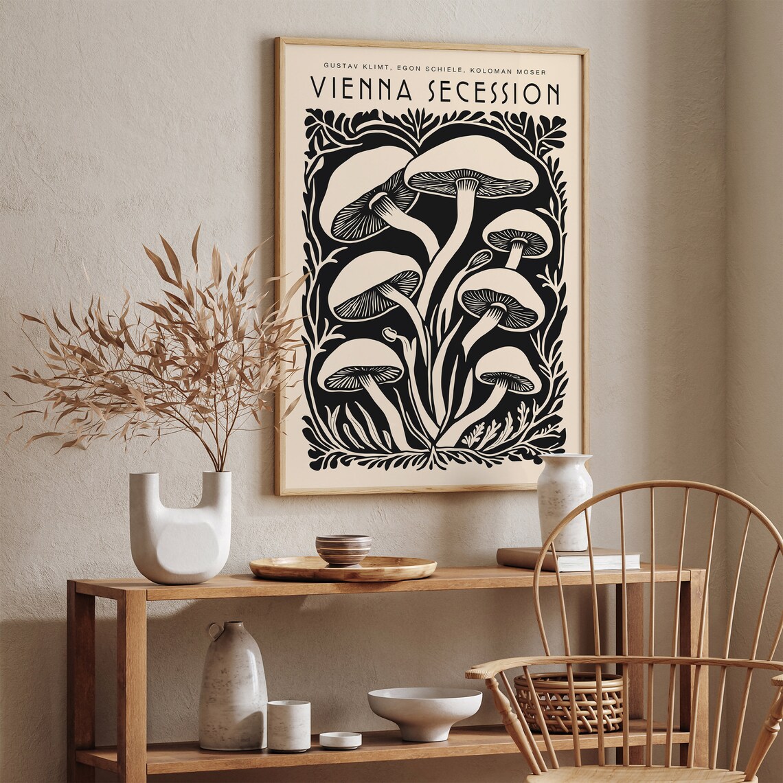 Vienna Secession Mushroom Art Nouveau Black Beige Decor Poster - Image 5